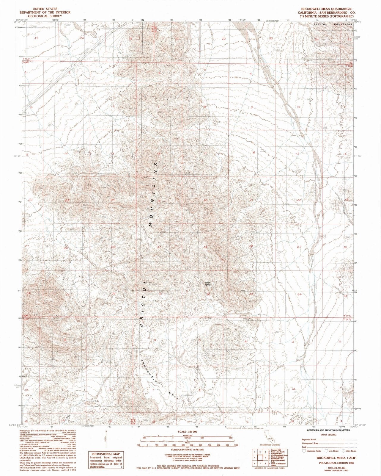 1985 Broadwell Mesa, CA - California - USGS Topographic Map