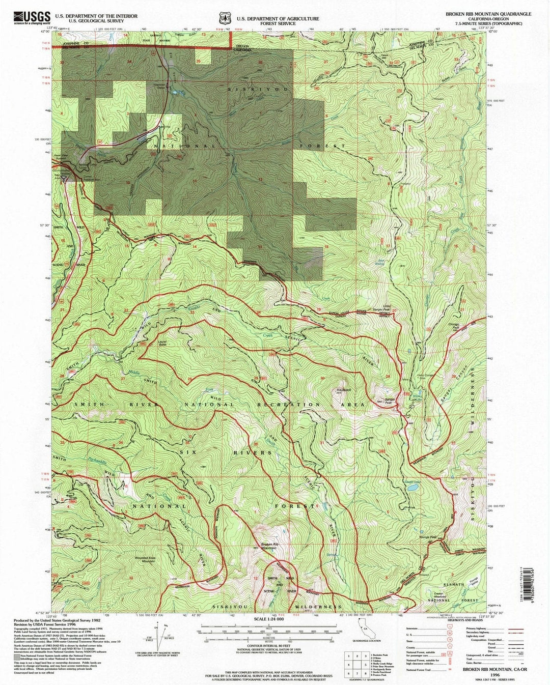 1996 Broken Rib Mountain, CA - California - USGS Topographic Map