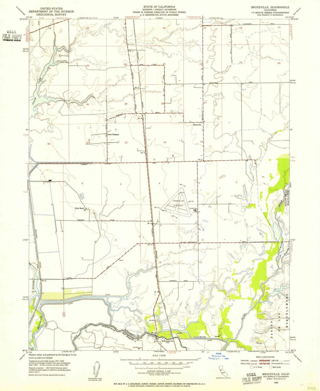 1953 Bruceville, CA - California - USGS Topographic Map