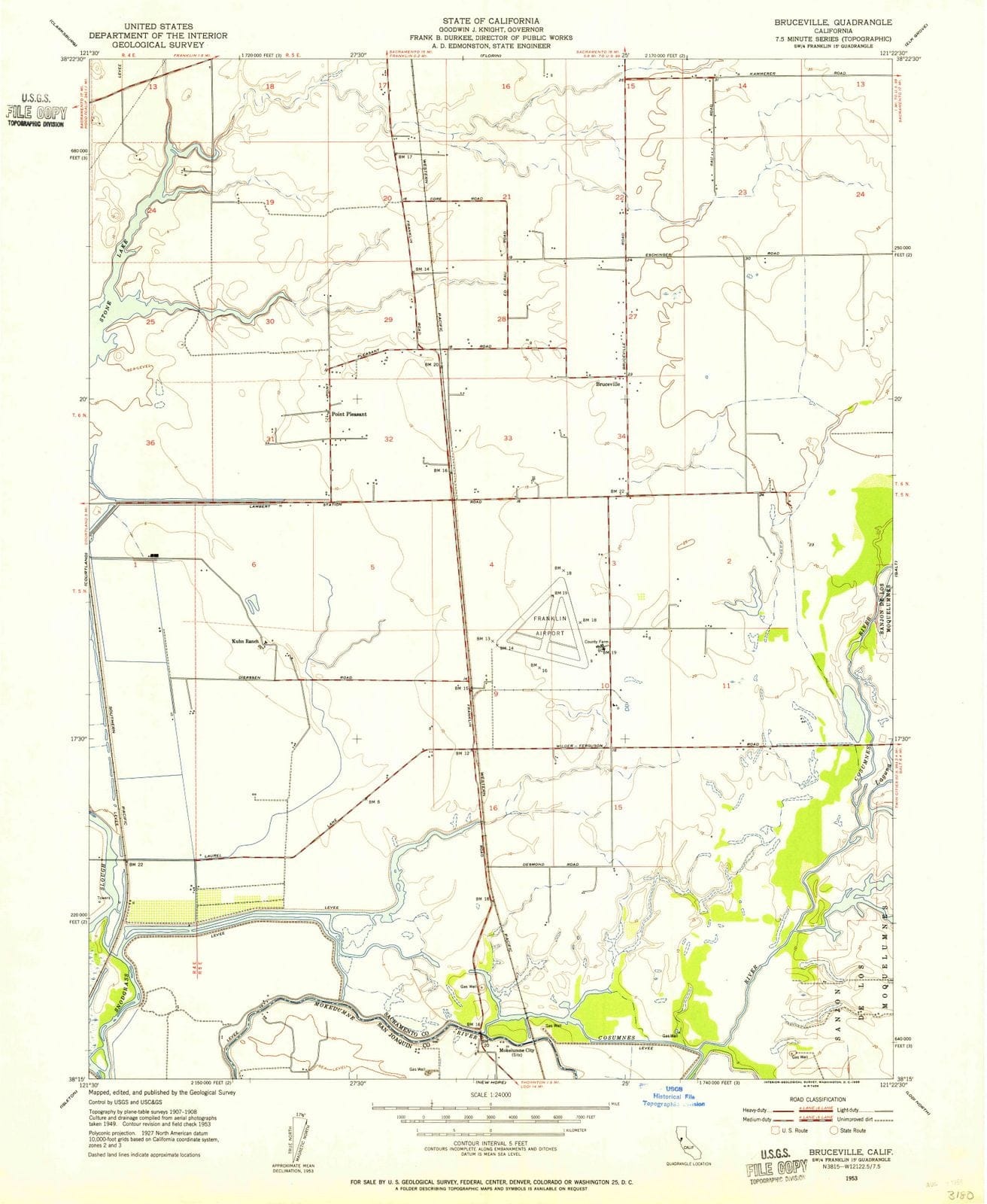 1953 Bruceville, CA - California - USGS Topographic Map