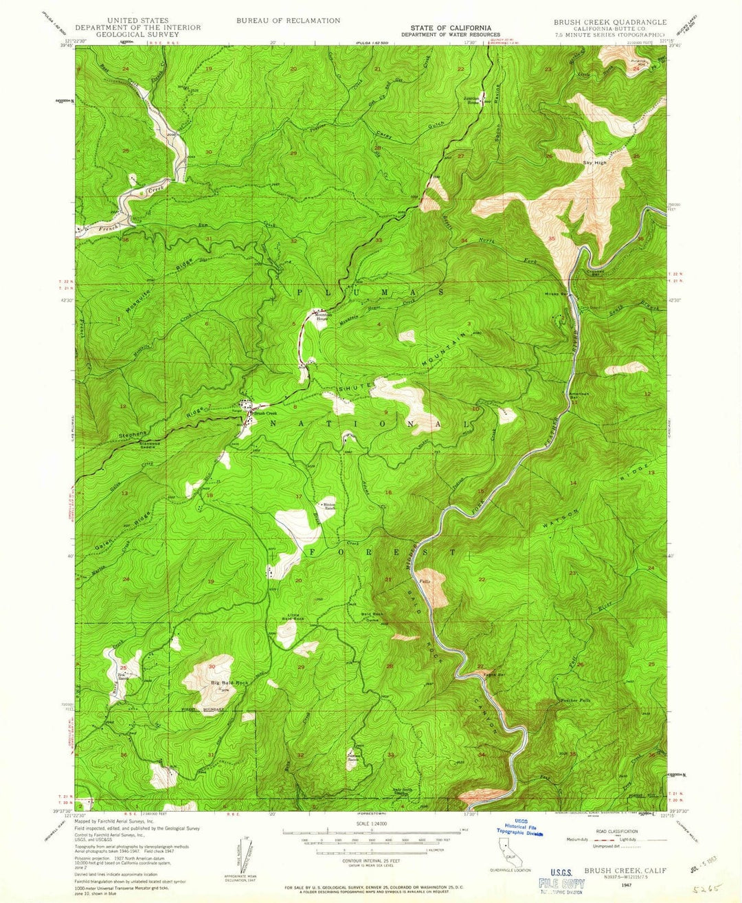 1947 Brush Creek, CA - California - USGS Topographic Map