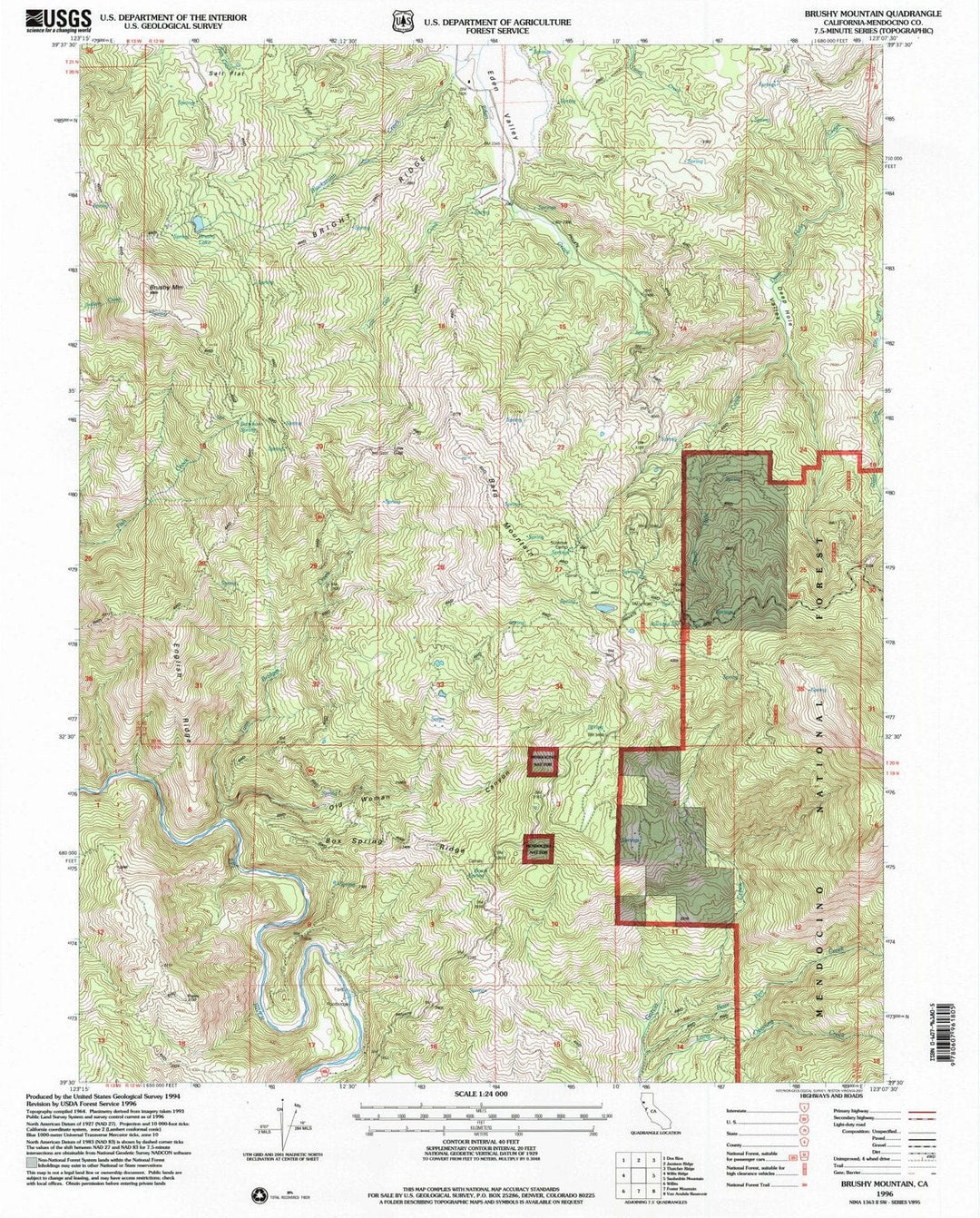 1996 Brushy Mountain, CA - California - USGS Topographic Map