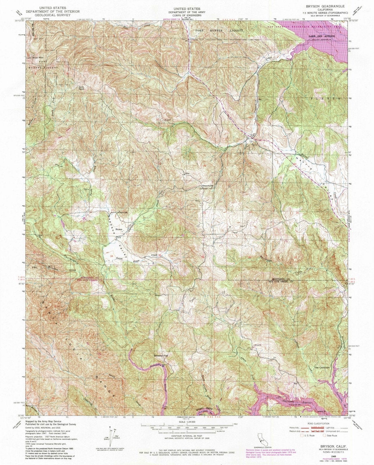 1949 Bryson, CA - California - USGS Topographic Map