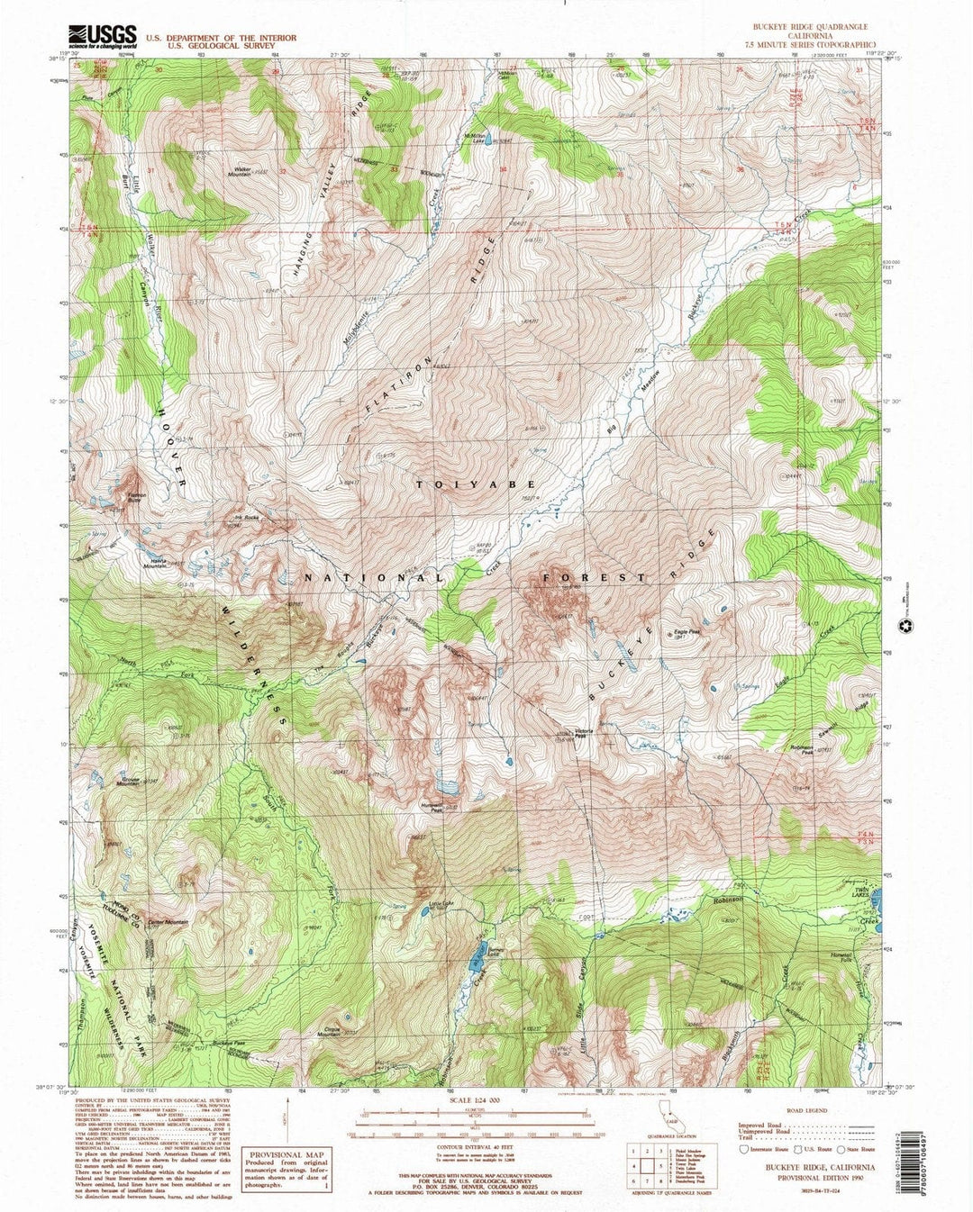 1990 Buckeye Ridge, CA - California - USGS Topographic Map