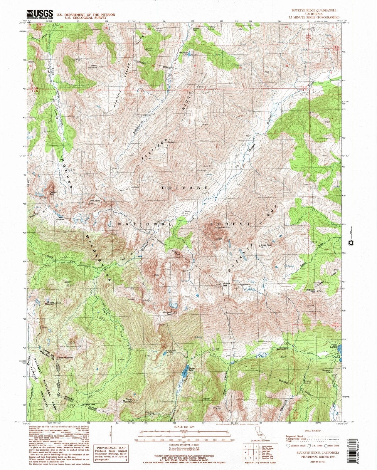 1990 Buckeye Ridge, CA - California - USGS Topographic Map