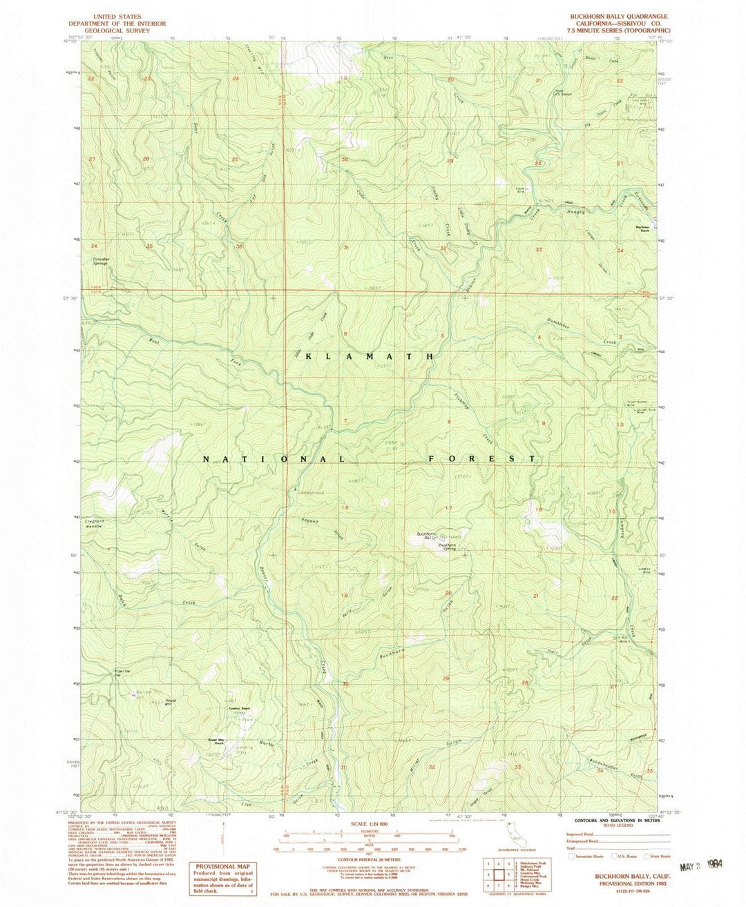 1983 Buckhorn Bally, CA - California - USGS Topographic Map