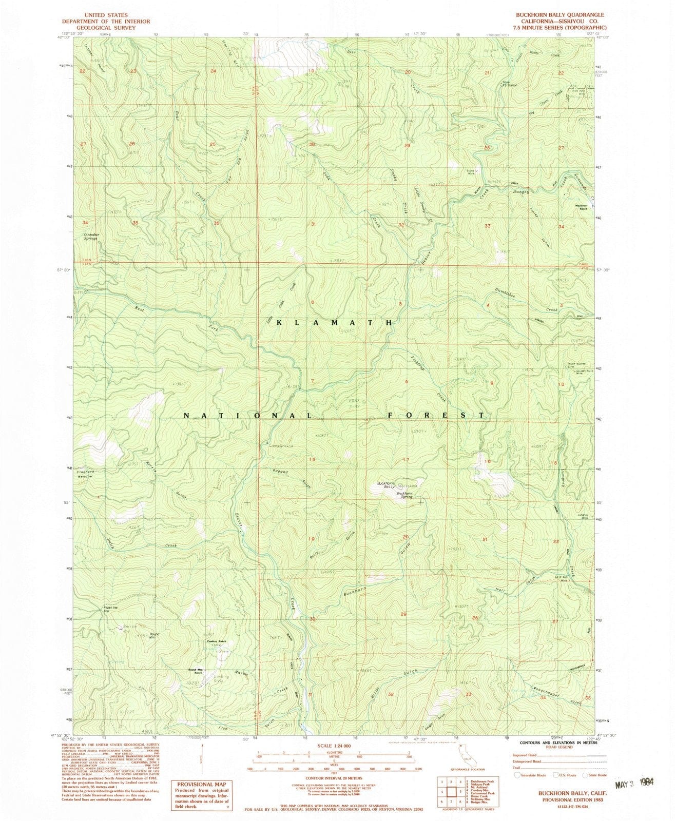 1983 Buckhorn Bally, CA - California - USGS Topographic Map