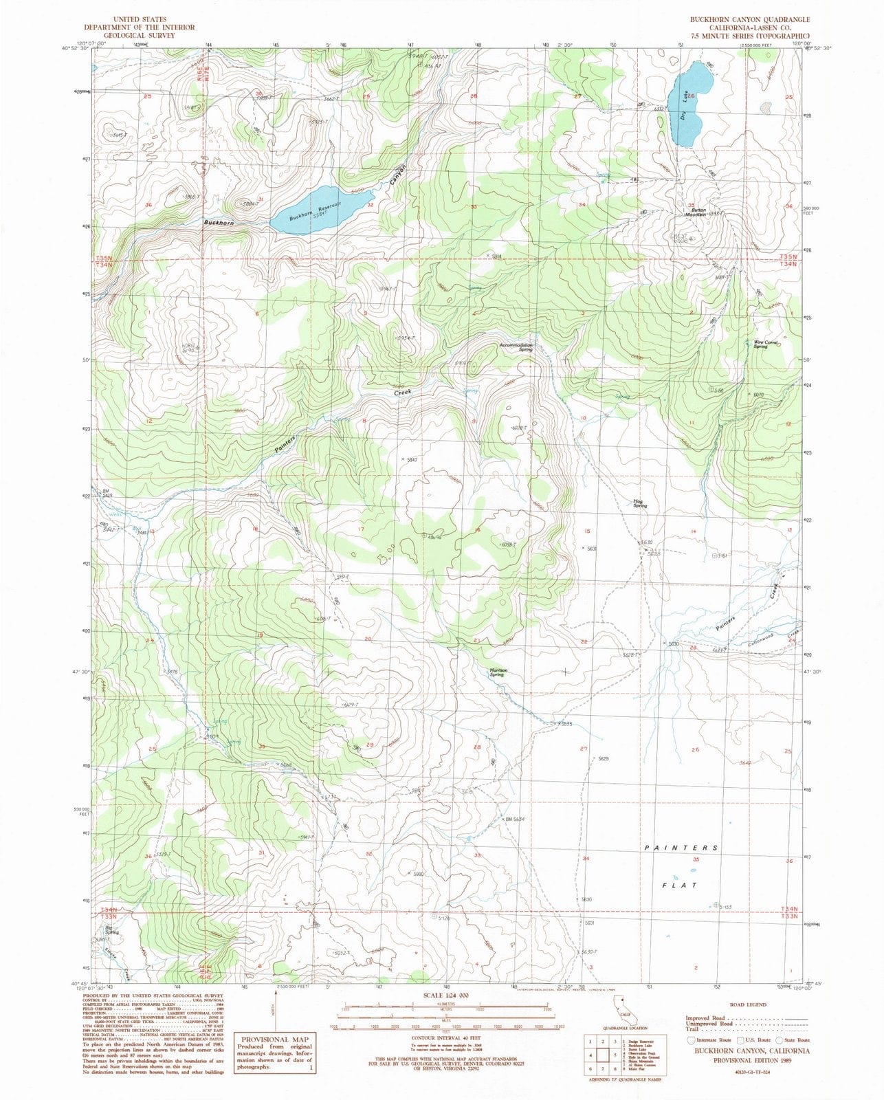 1989 Buckhorn Canyon, CA - California - USGS Topographic Map