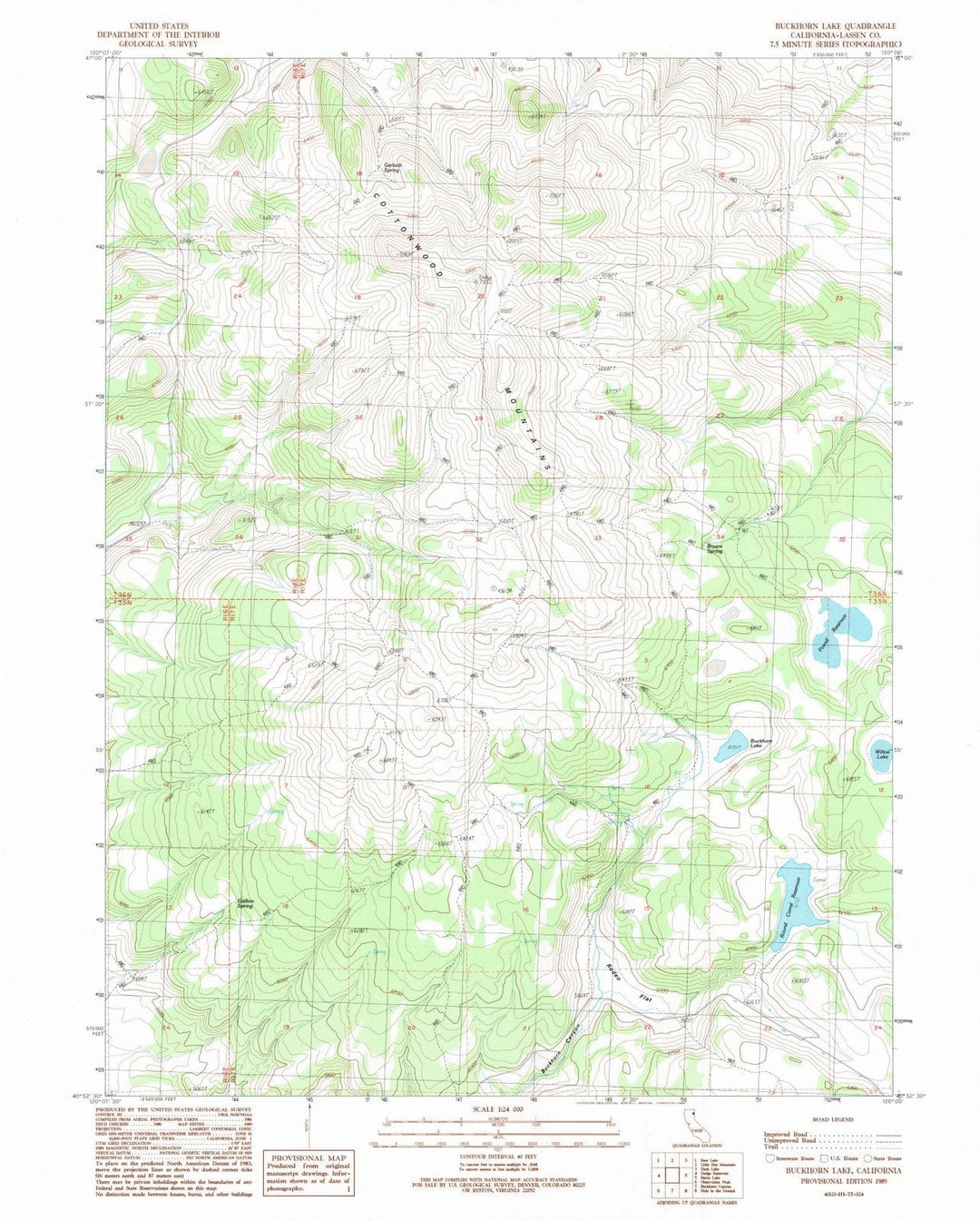 1989 Buckhorn Lake, CA - California - USGS Topographic Map
