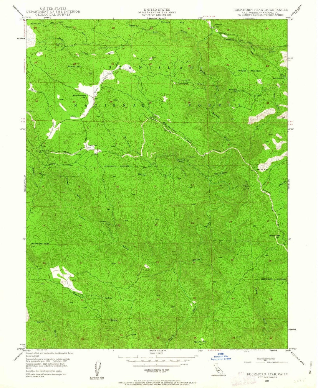 1947 Buckhorn Peak, CA - California - USGS Topographic Map