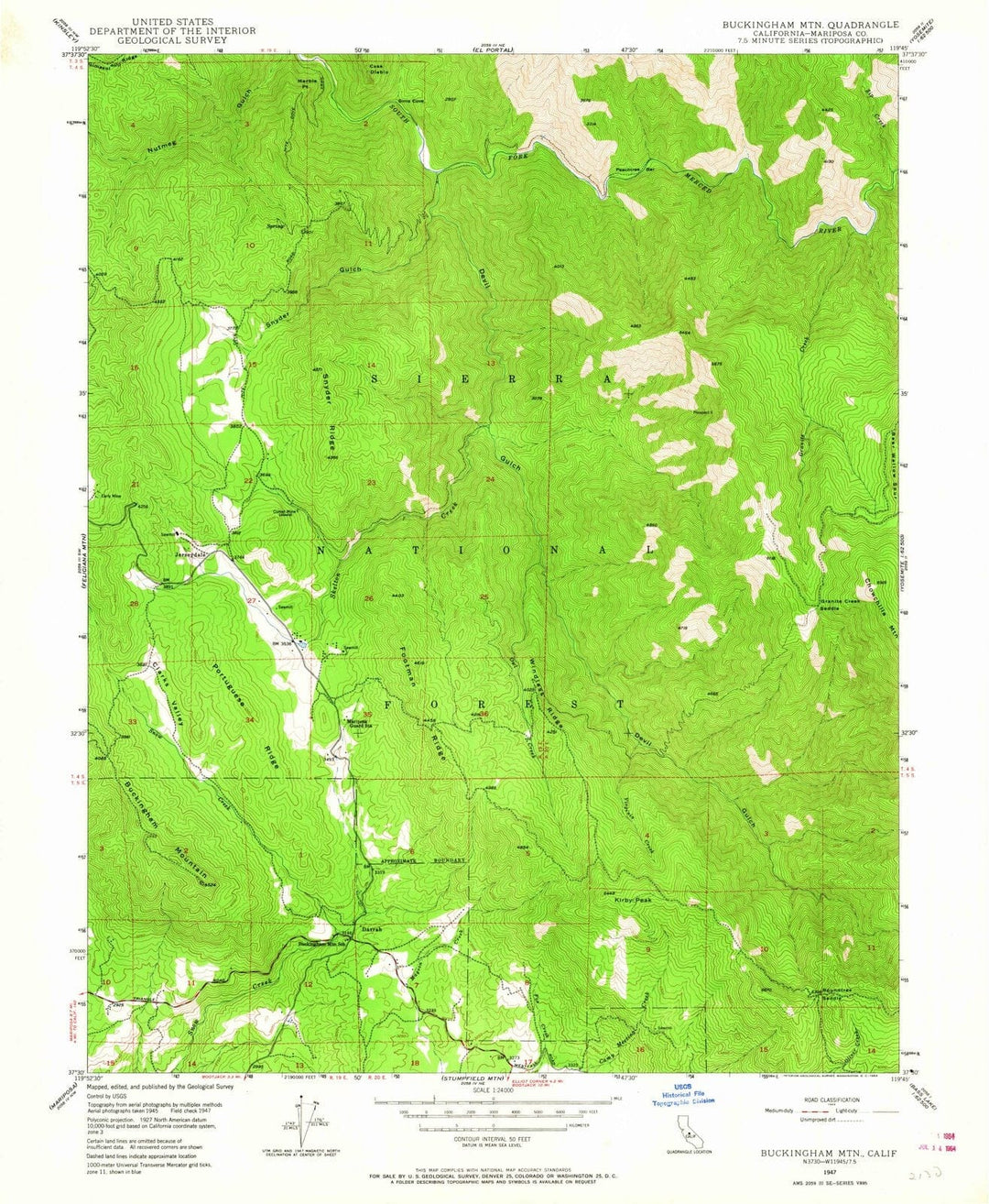 1947 Buckingham MTN, CA - California - USGS Topographic Map