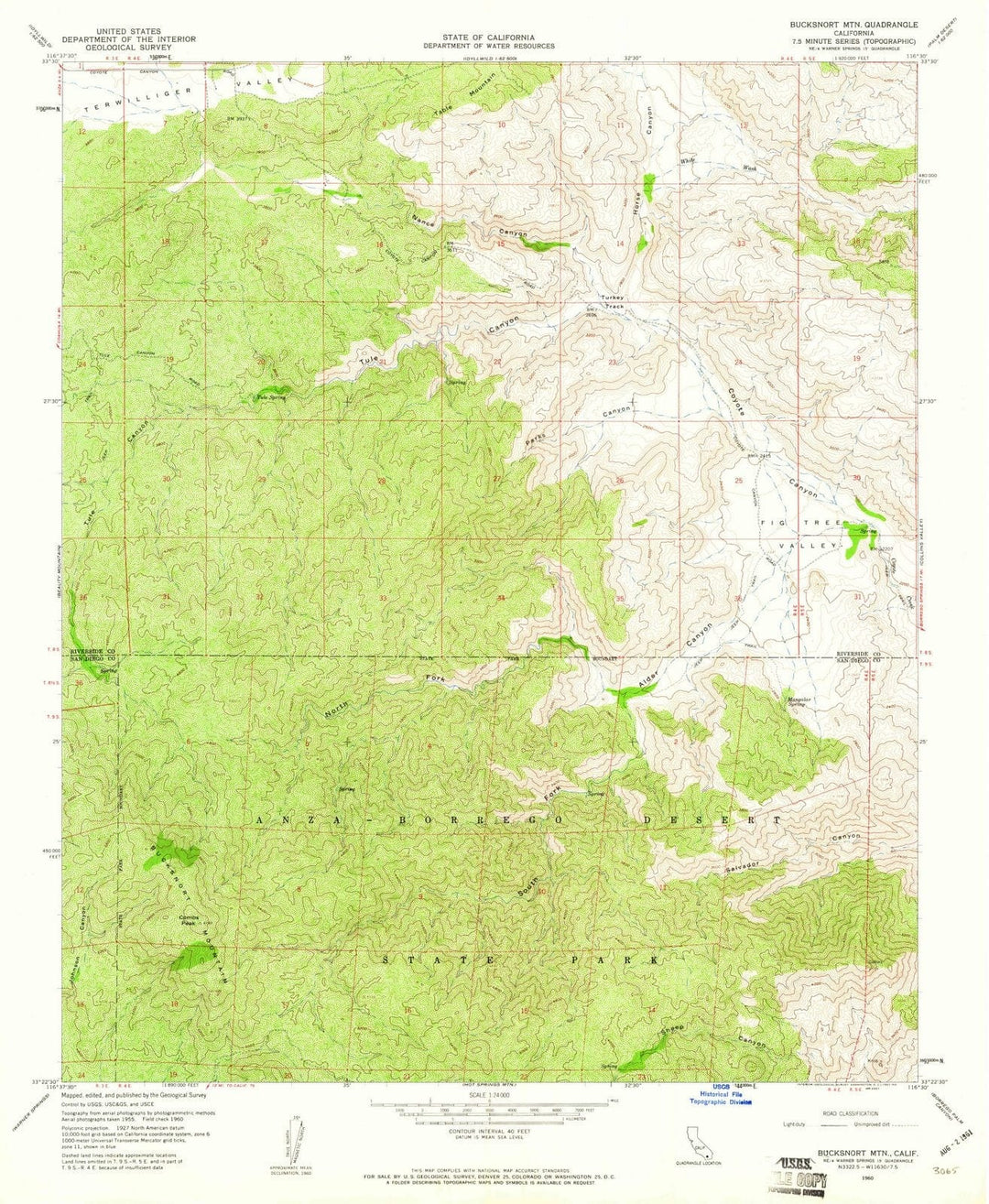 1960 Bucksnort MTN, CA - California - USGS Topographic Map