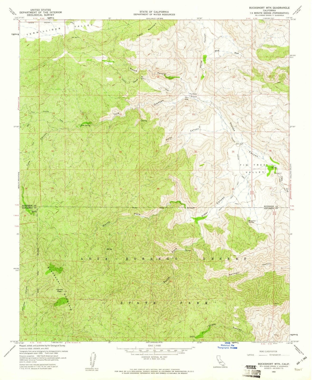 1960 Bucksnort MTN, CA - California - USGS Topographic Map