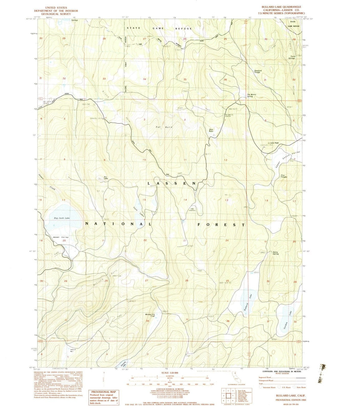 1983 Bullard Lake, CA - California - USGS Topographic Map