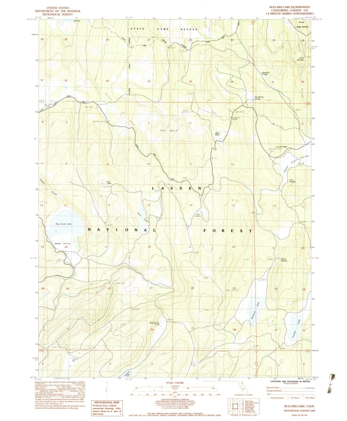 1983 Bullard Lake, CA - California - USGS Topographic Map