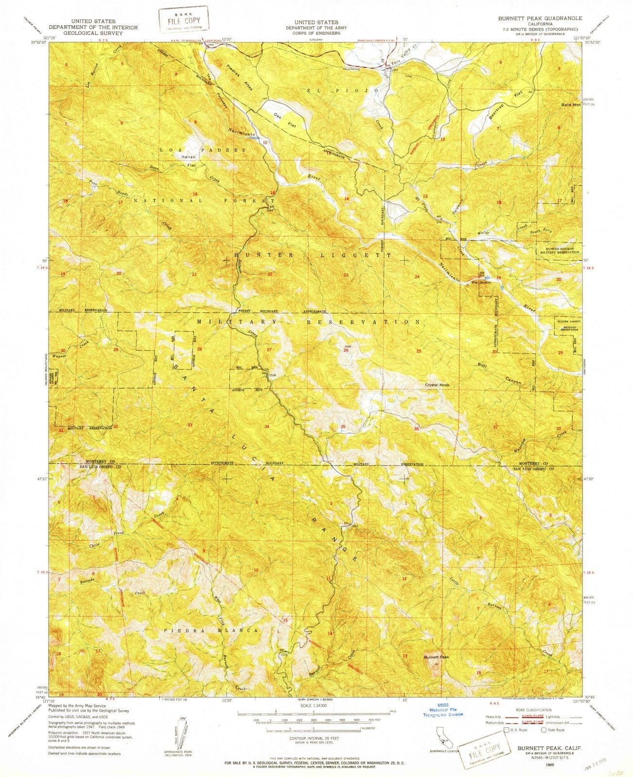 1949 Burnett Peak, CA - California - USGS Topographic Map
