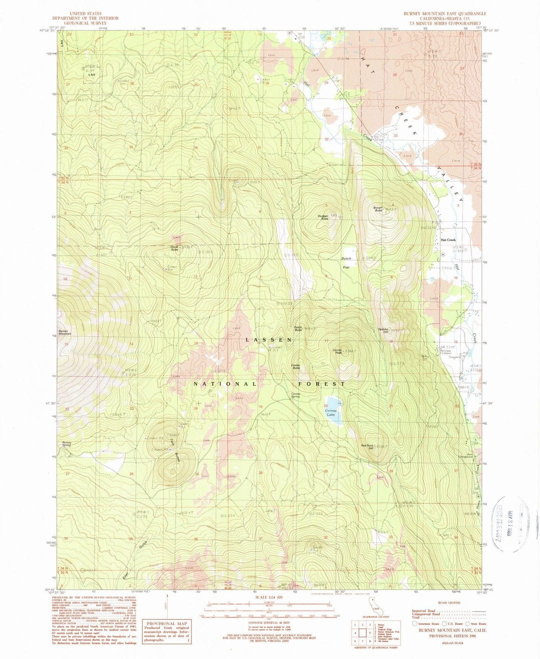 1990 Burney Mountain East, CA - California - USGS Topographic Map