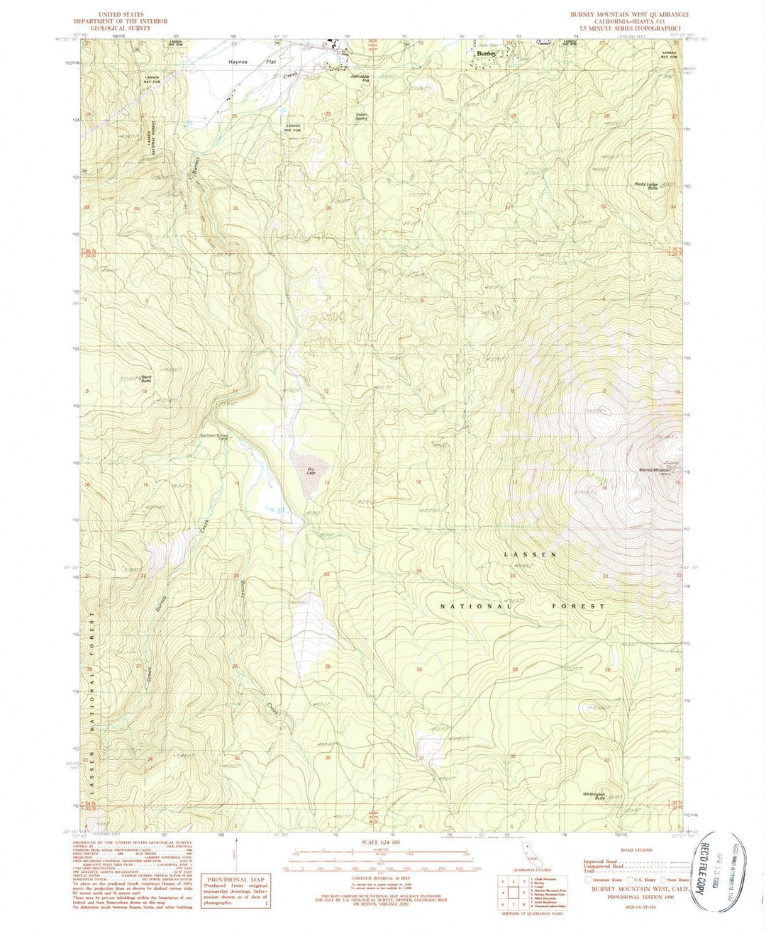 1990 Burney Mountain West, CA - California - USGS Topographic Map