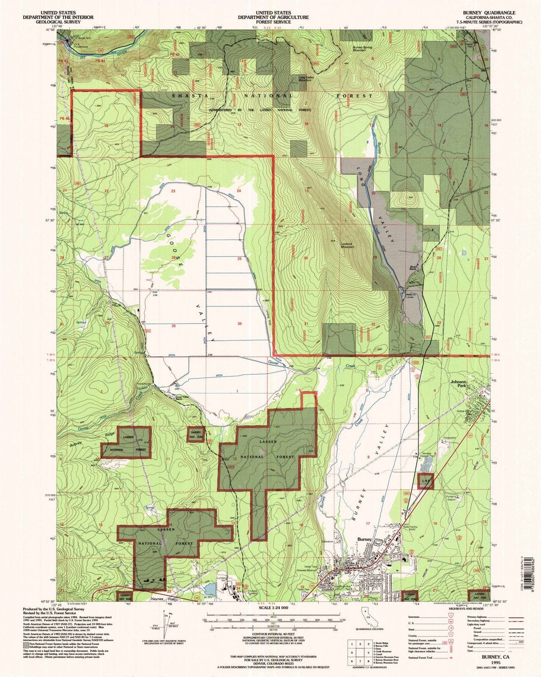 1995 Burney, CA - California - USGS Topographic Map