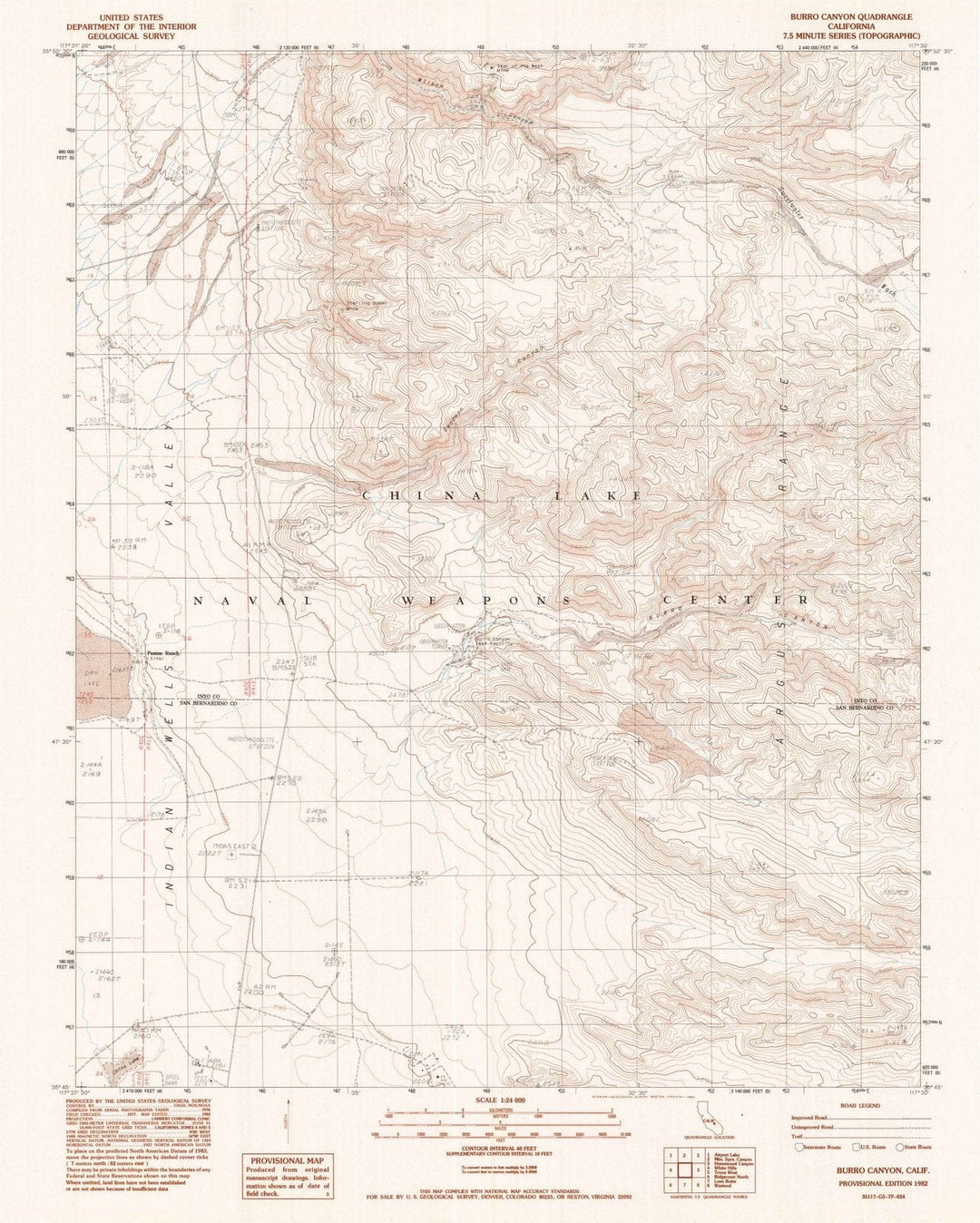 1982 Burro Canyon, CA - California - USGS Topographic Map