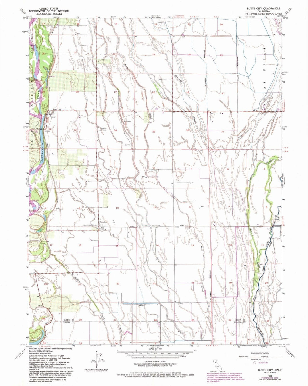 1952 Butte City, CA - California - USGS Topographic Map