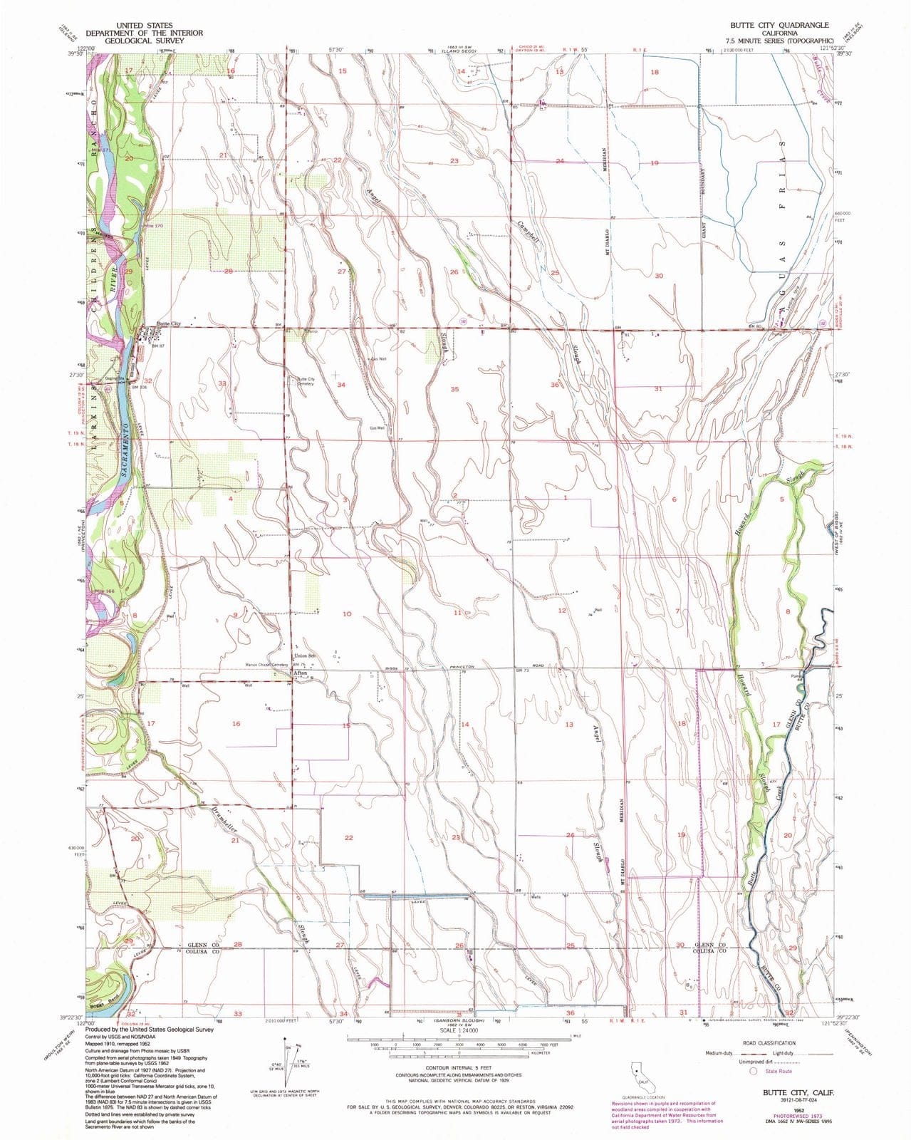 1952 Butte City, CA - California - USGS Topographic Map