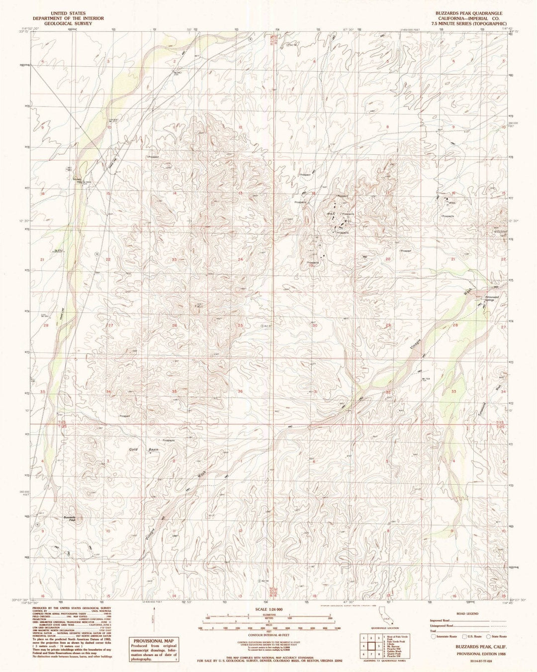 1988 Buzzards Peak, CA - California - USGS Topographic Map