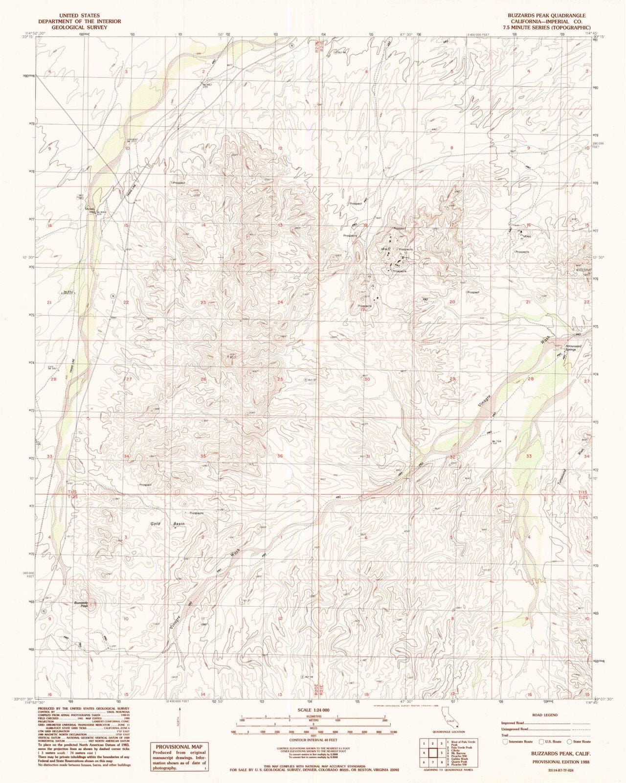1988 Buzzards Peak, CA - California - USGS Topographic Map