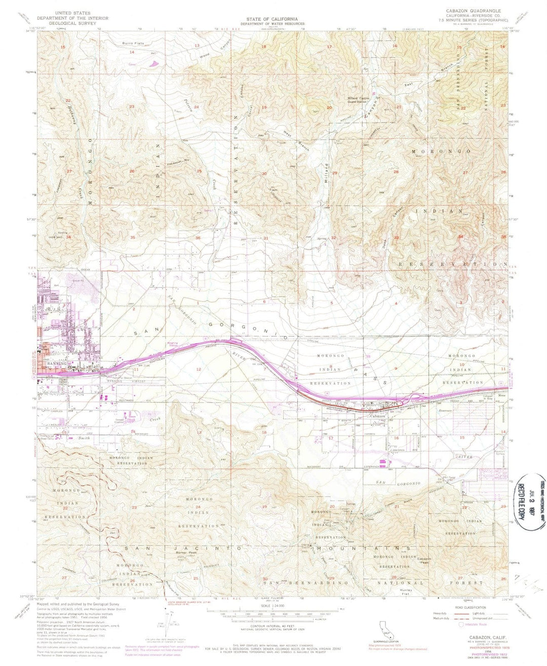 1956 Cabazon, CA - California - USGS Topographic Map