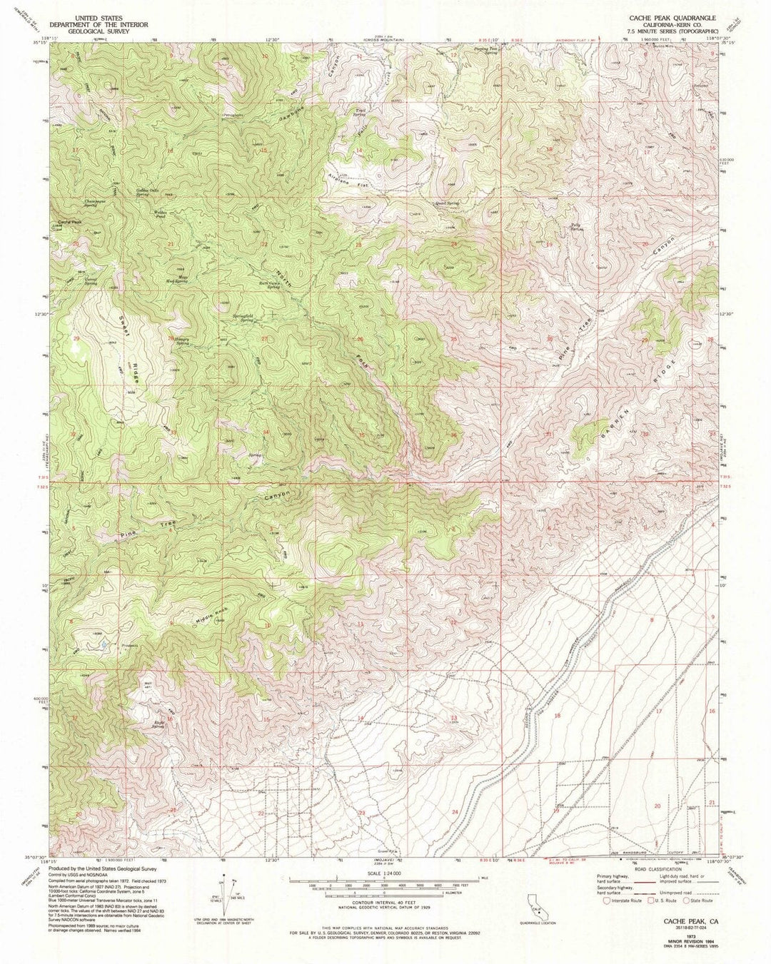 1973 Cache Peak, CA - California - USGS Topographic Map