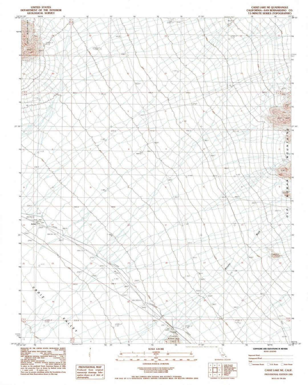 1985 Cadiz Lake, CA - California - USGS Topographic Map