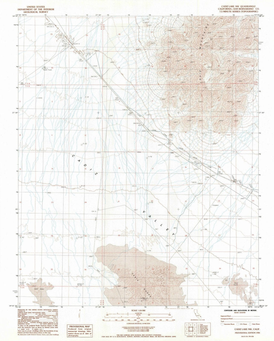1986 Cadiz Lake, CA - California - USGS Topographic Map