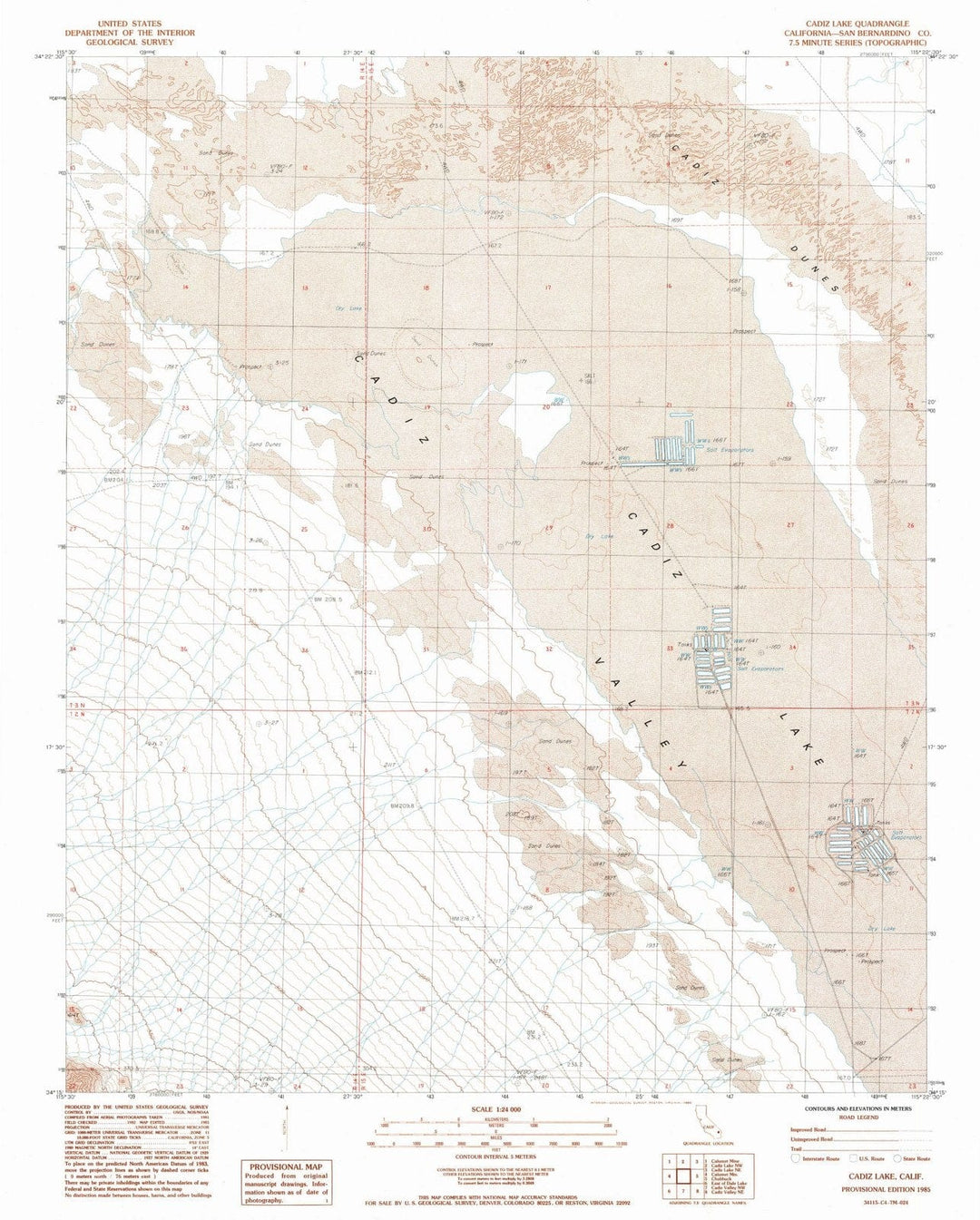 1985 Cadiz Lake, CA - California - USGS Topographic Map v2
