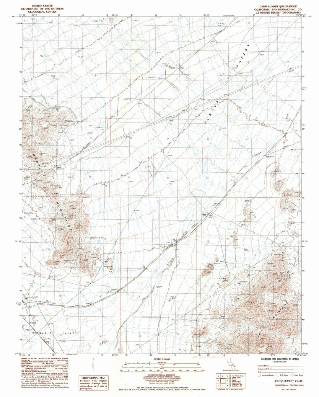 1985 Cadiz Summit, CA - California - USGS Topographic Map