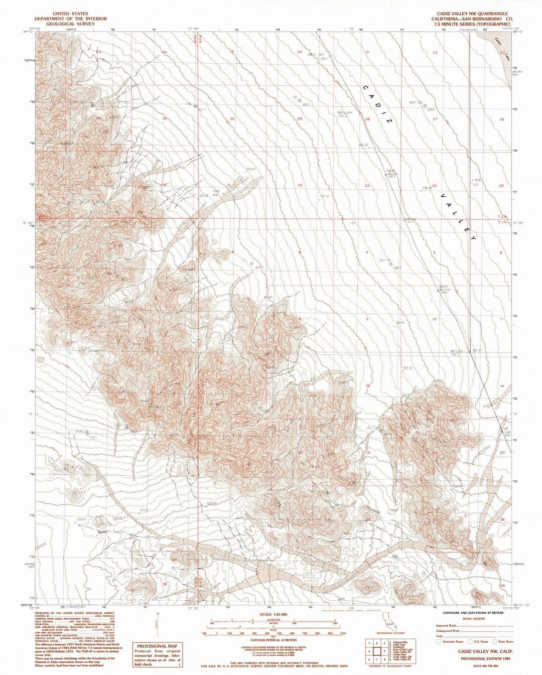 1984 Cadiz Valley, CA - California - USGS Topographic Map