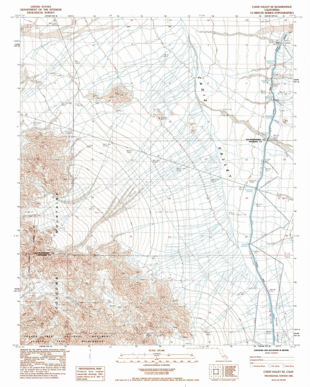 1985 Cadiz Valley, CA - California - USGS Topographic Map