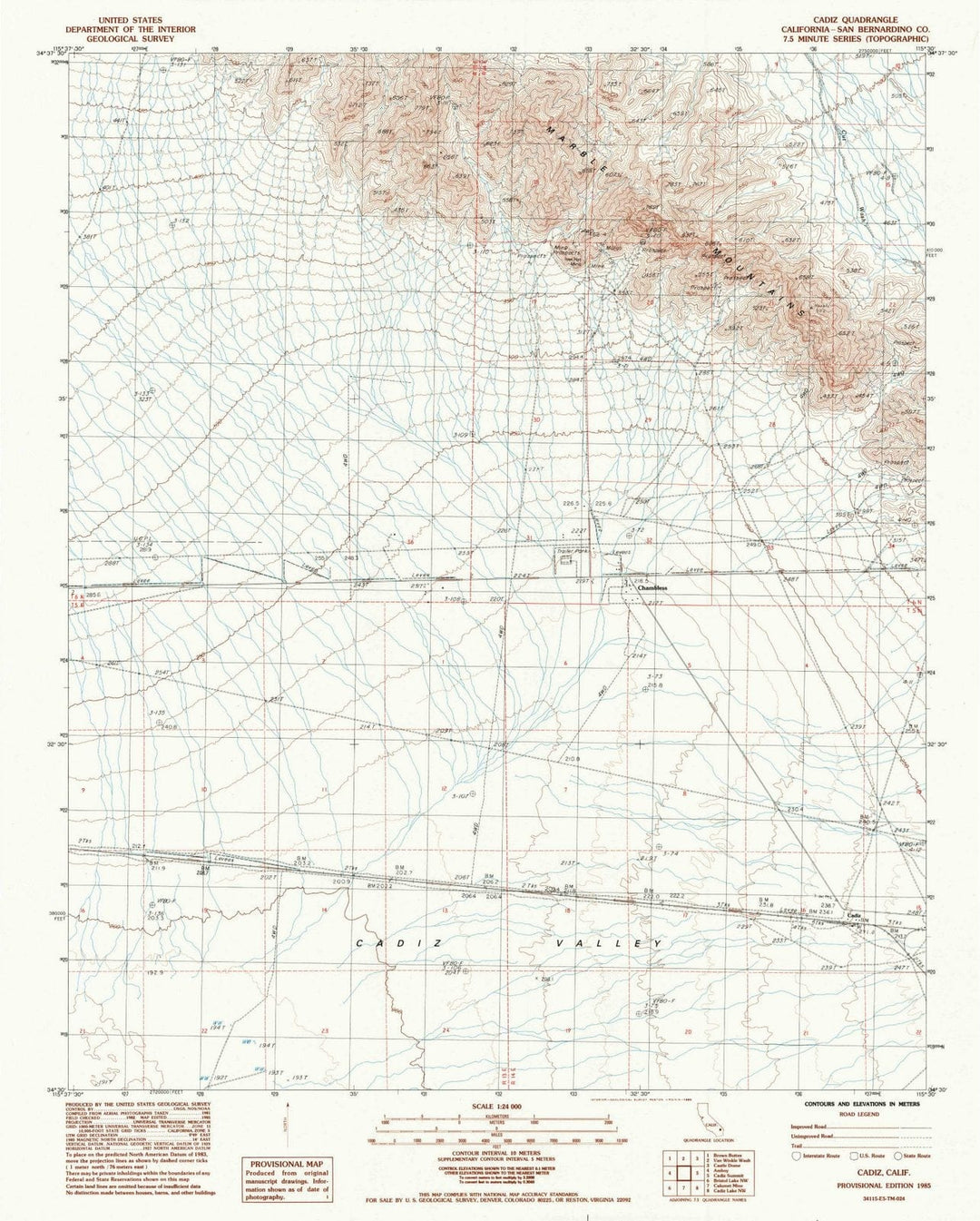 1985 Cadiz, CA - California - USGS Topographic Map