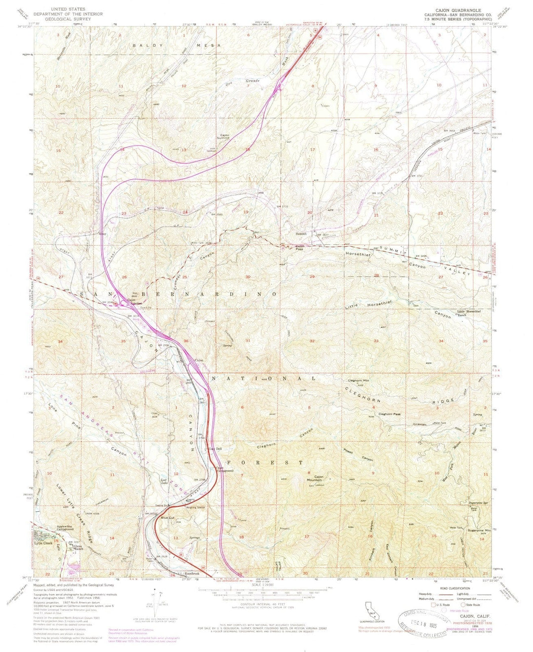 1956 Cajon, CA - California - USGS Topographic Map