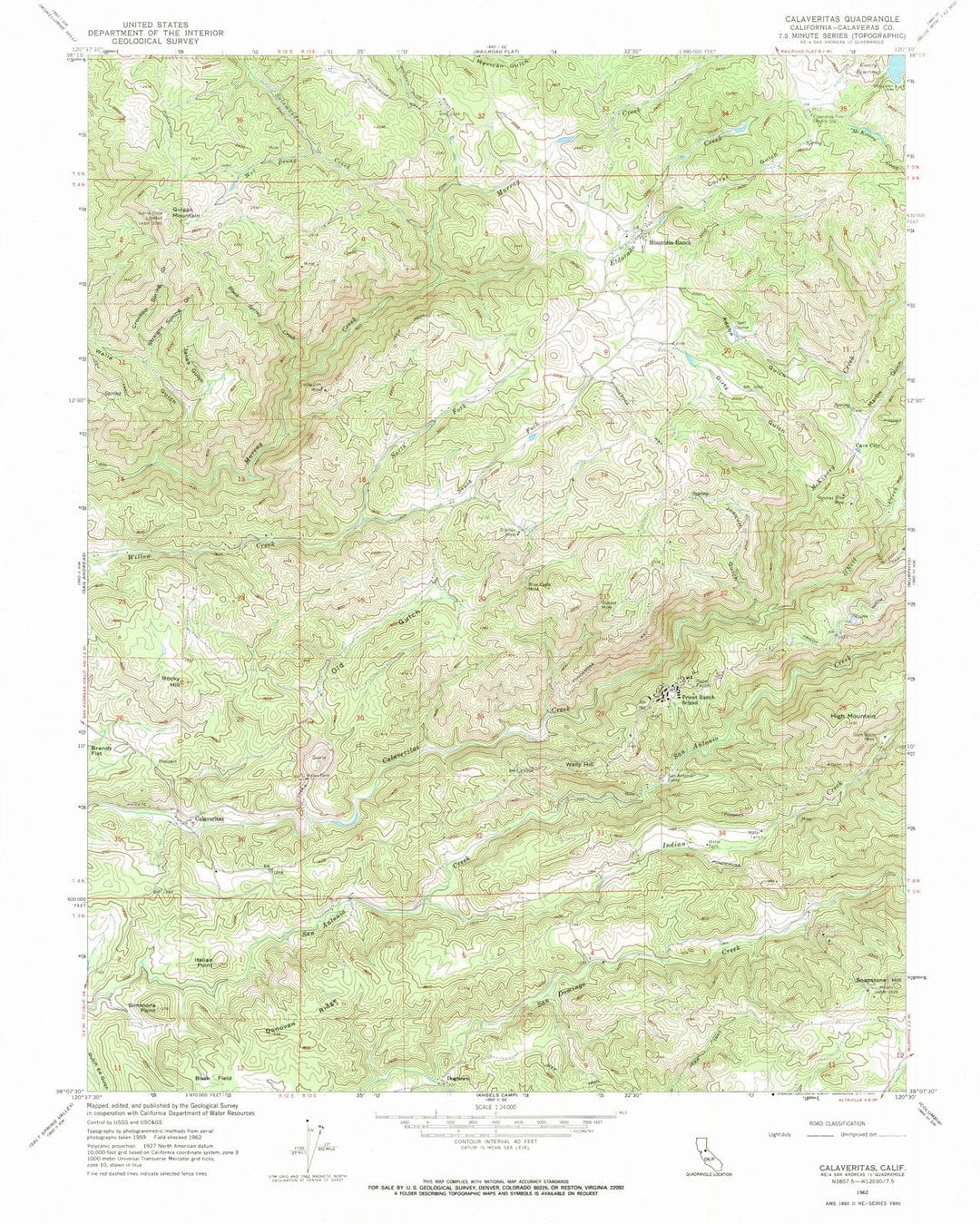 1962 Calaveritas, CA - California - USGS Topographic Map