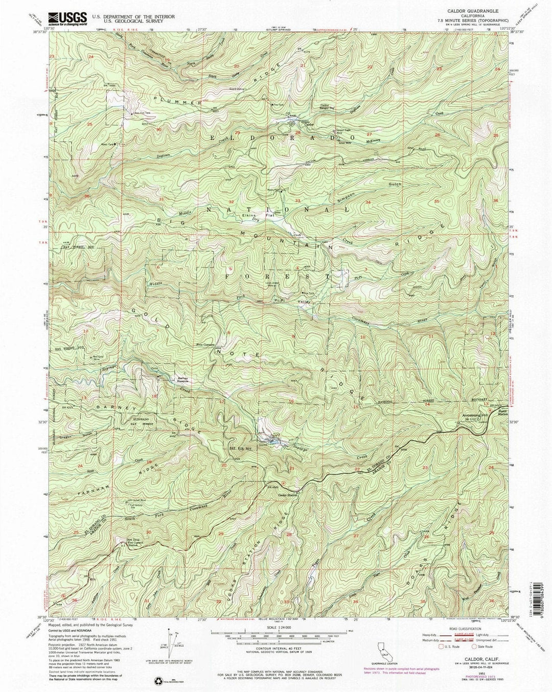 1951 Caldor, CA - California - USGS Topographic Map