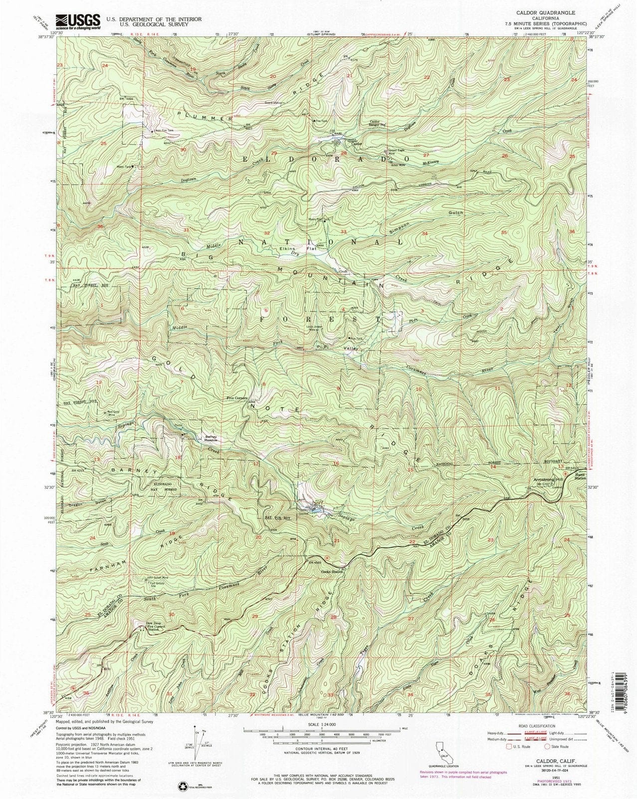 1951 Caldor, CA - California - USGS Topographic Map