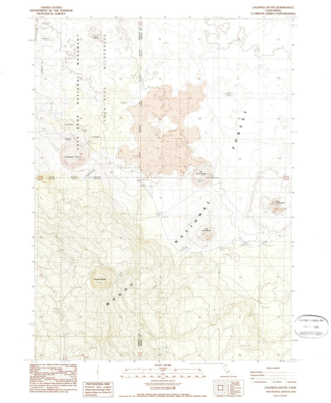 1988 Caldwell Butte, CA - California - USGS Topographic Map