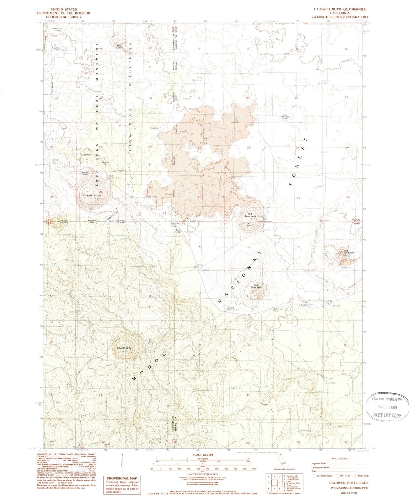 1988 Caldwell Butte, CA - California - USGS Topographic Map