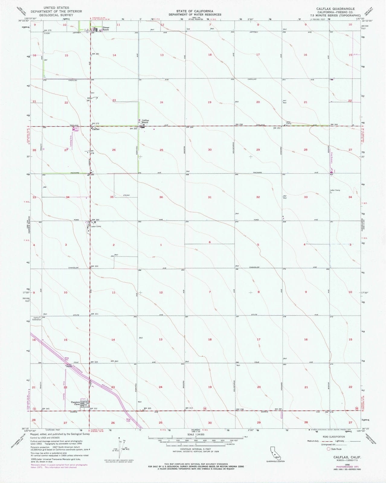 1956 Calflax, CA - California - USGS Topographic Map