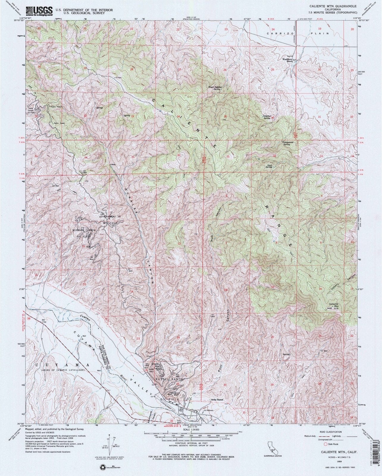 1959 Caliente MTN, CA - California - USGS Topographic Map