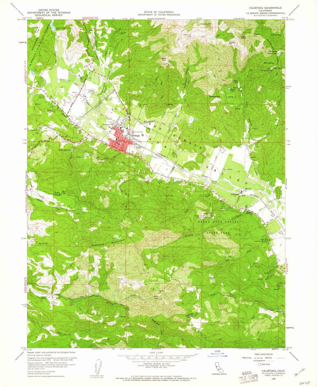 1958 Calistoga, CA - California - USGS Topographic Map