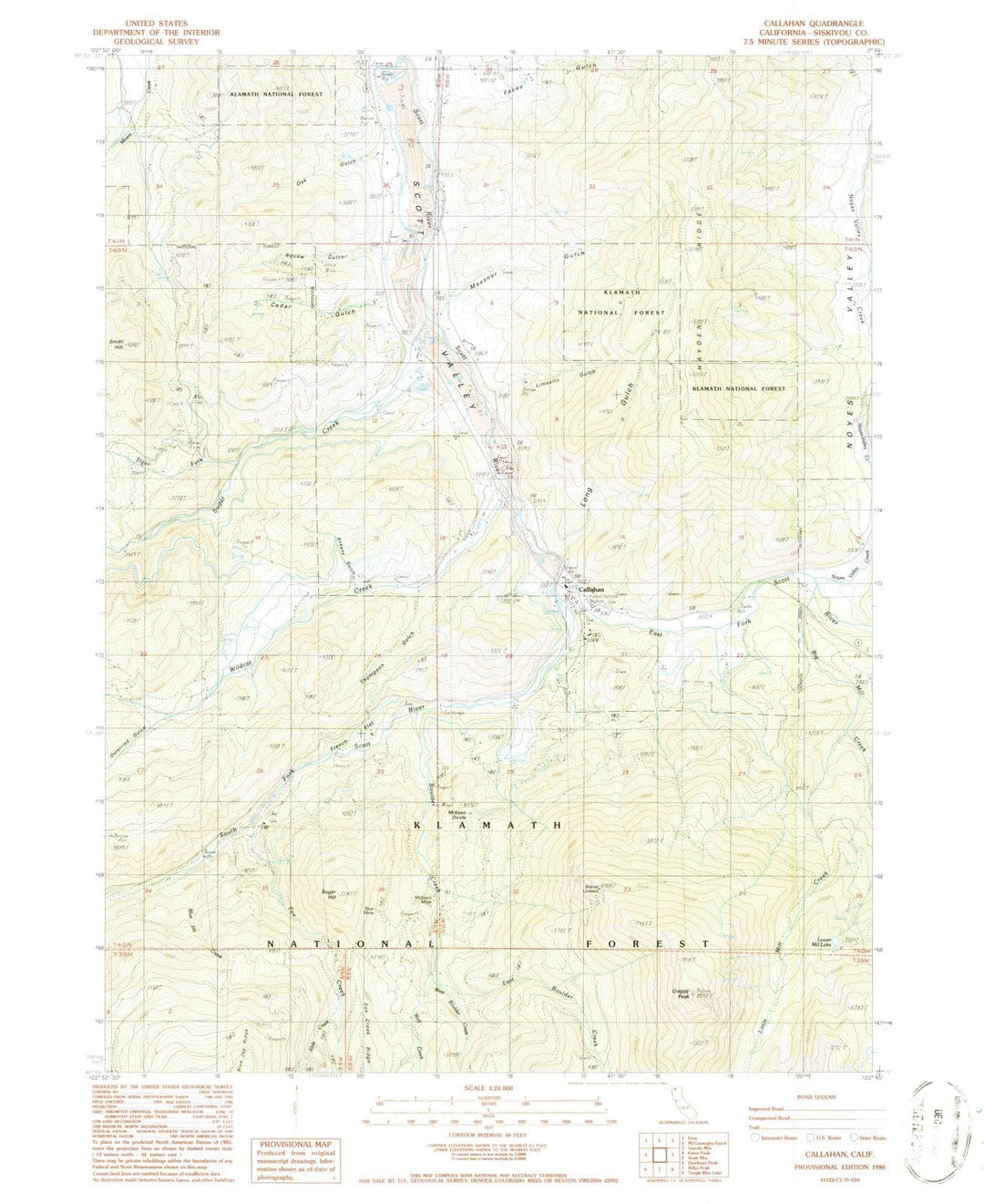 1986 Callahan, CA - California - USGS Topographic Map