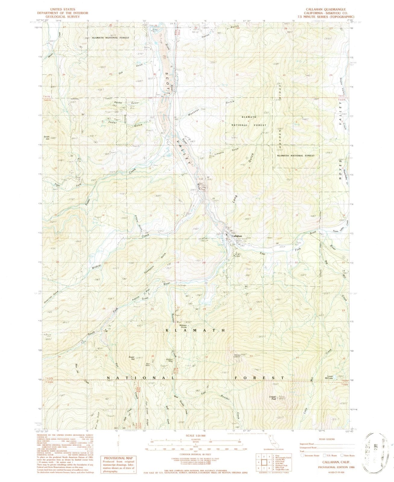 1986 Callahan, CA - California - USGS Topographic Map