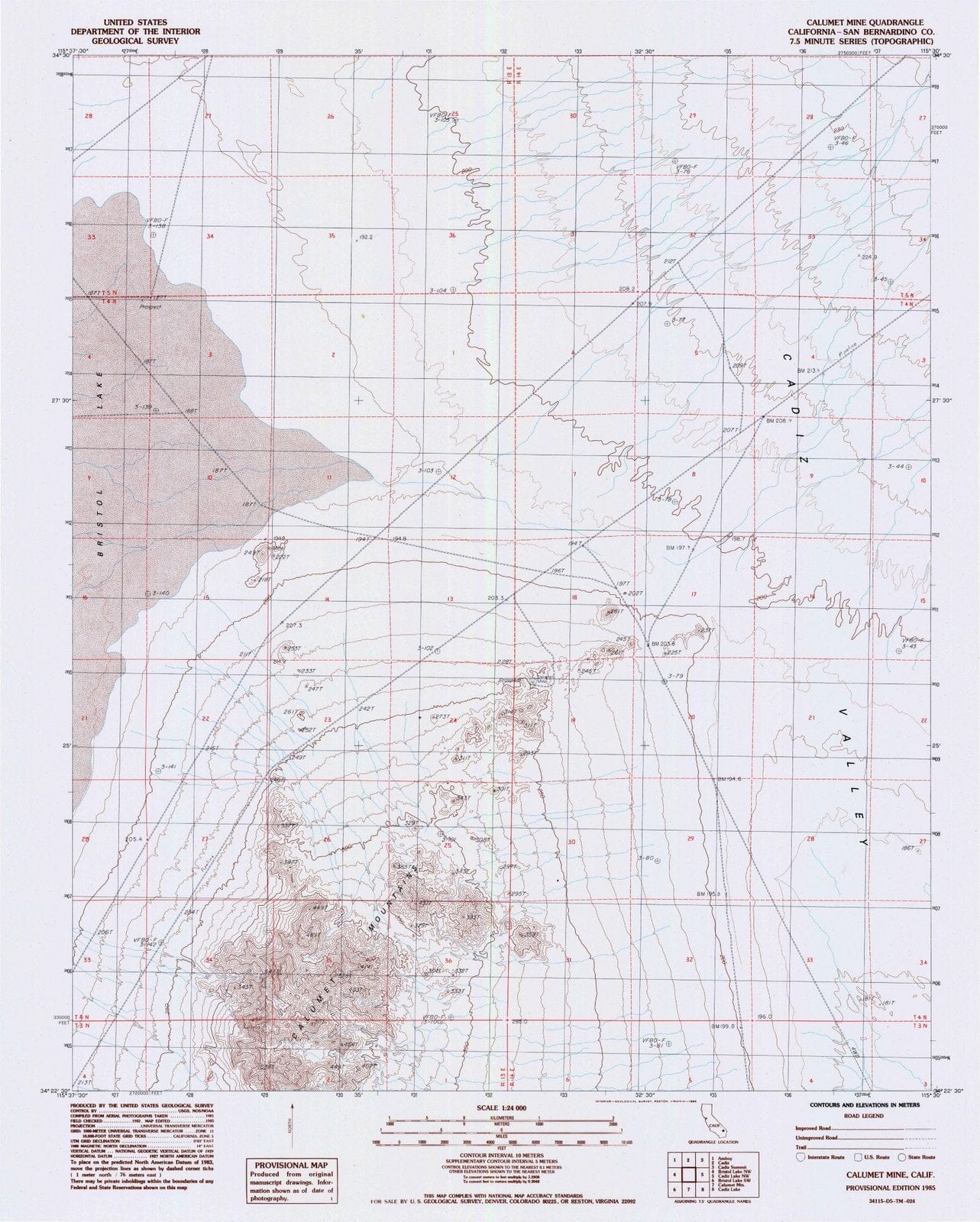 1985 Calumet Mine, CA - California - USGS Topographic Map