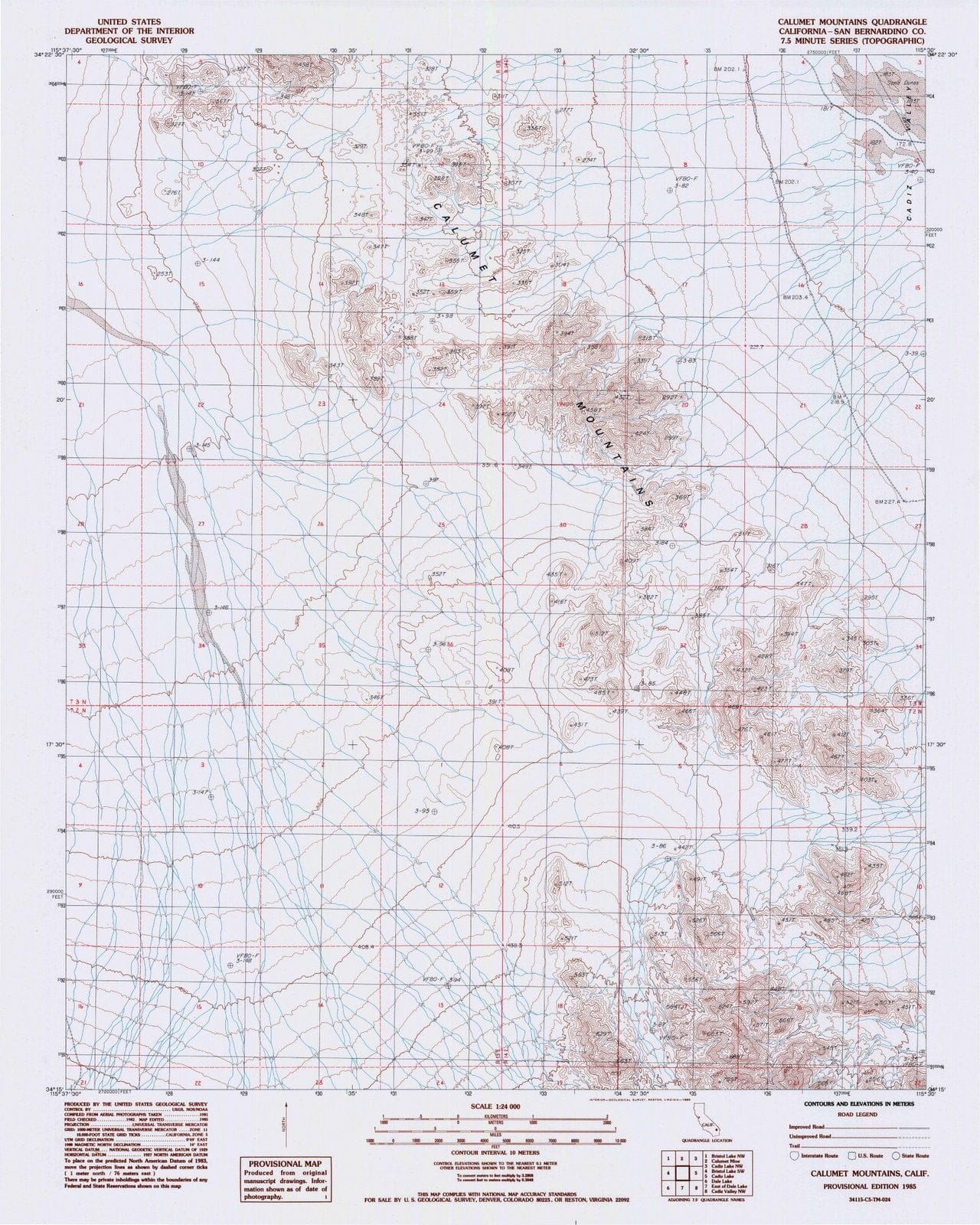 1985 Calumet Mountains, CA - California - USGS Topographic Map